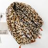 European and American Cotton-Linen Feel Gold Leopard Silk Scarf, Sun Protection Shawl for Women