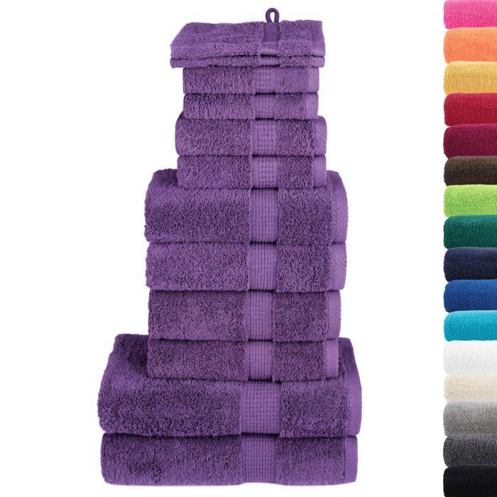 VidaXL Ensemble de Serviettes de Qualité Supérieure 12 pcs, Essuie-mains, Serviettes de Douche, Draps de Bain, Serviettes 137579
