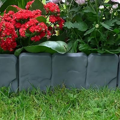 30pcs Durable Weather-Resistant Plastic Garden Boundary Fence | Interlocking Stone-Effect Mini Fence for Flower Beds