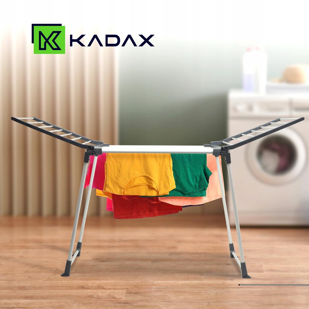 KADAX Suszarka Na Pranie Balkonowa Stojąca Do Ubrań Składana Na Bieliznę