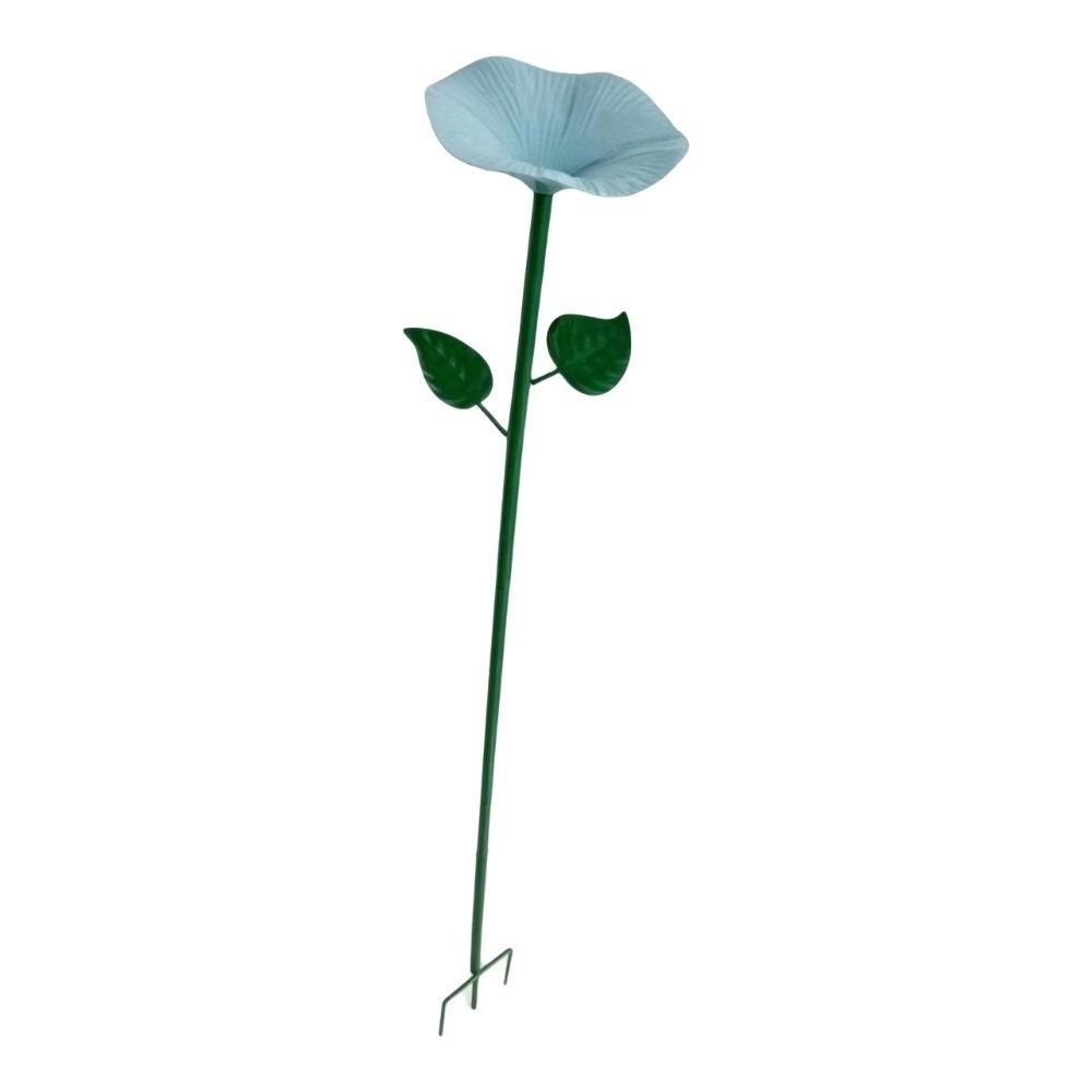 

Creative Flower Shaped Bird Bath Iron Bird Water Bowl Butterfly Bee Water Station Parrot 71cm Blue
