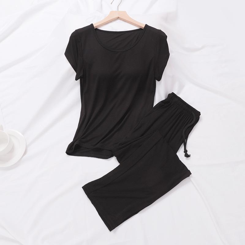 

Женский модальный топ с подкладкой и коротким рукавом и комплект брюк прямого кроя 4XL