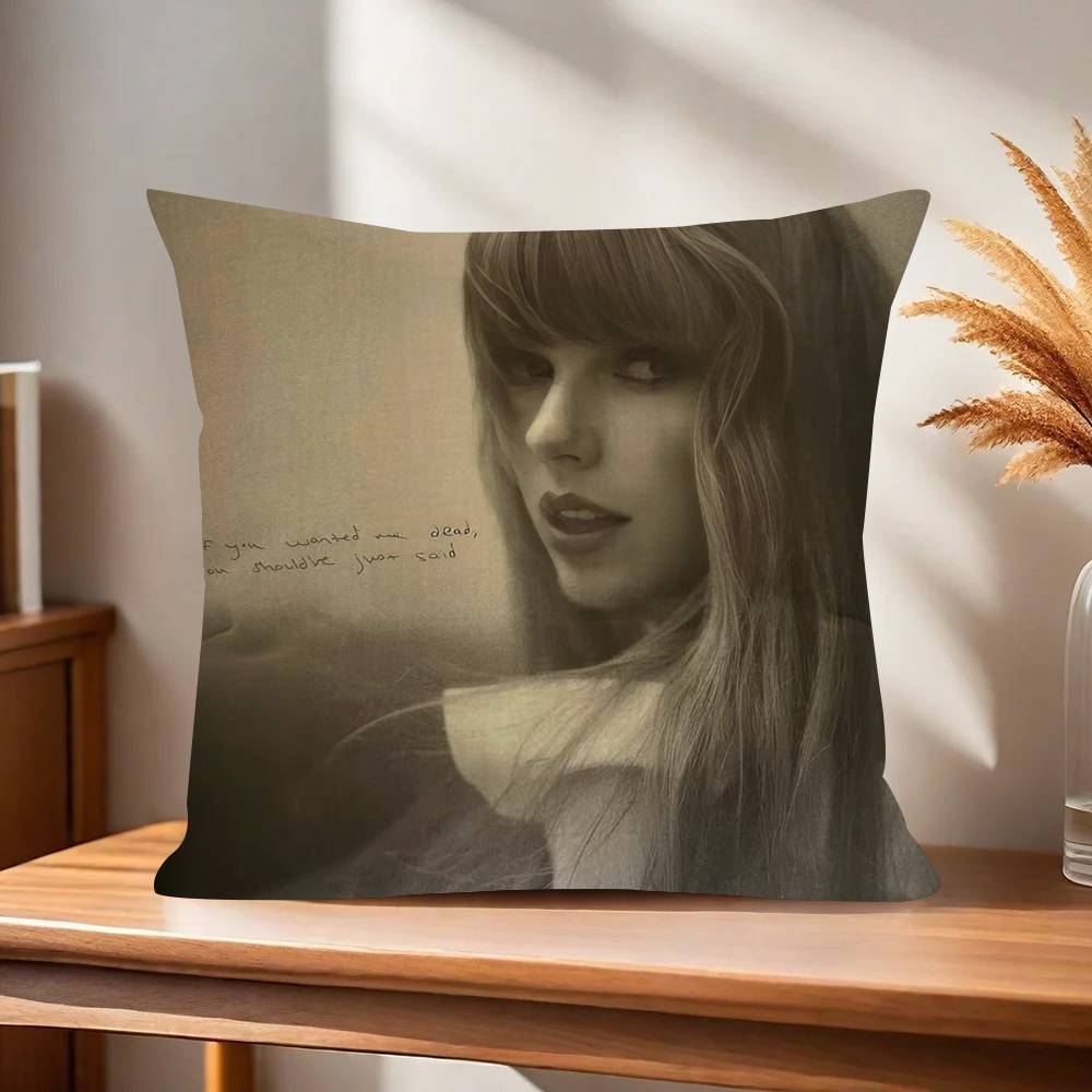 Kuddfodral Kudde Fodral Dekoration Kuddfodral Tryckt Kuddfodral för Soffa Sångare D-avdelningen T-Taylor Swift