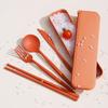 4Pcs/Set Non-slip Tableware Set Good Grip Durable BPA Free Spoon Fork Cutter Chopsticks Cutlery Set