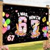 Happy 7th Birthday Party Decor Backdrop Funny 67 Themed Banner I Was Six Now I Am Seven Background Portrait Photography Supplies2628