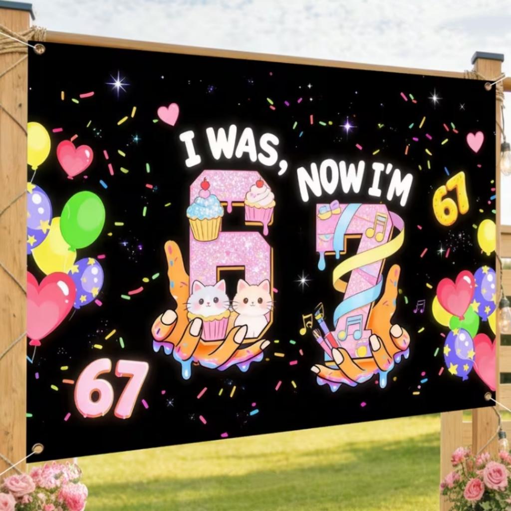 Happy 7th Birthday Party Decor Backdrop Funny 67 Themed Banner I Was Six Now I Am Seven Background Portrait Photography Supplies2628