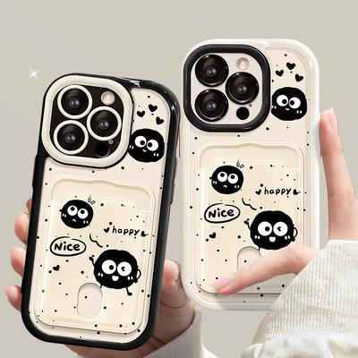 Applicabile a Custodia per Telefono Cellulare Apple 15 Iphone14pro Bambola Palla di Carbone Divertente Borsa Porta Carte Cordino 13/12 Anti-caduta Avanzata
