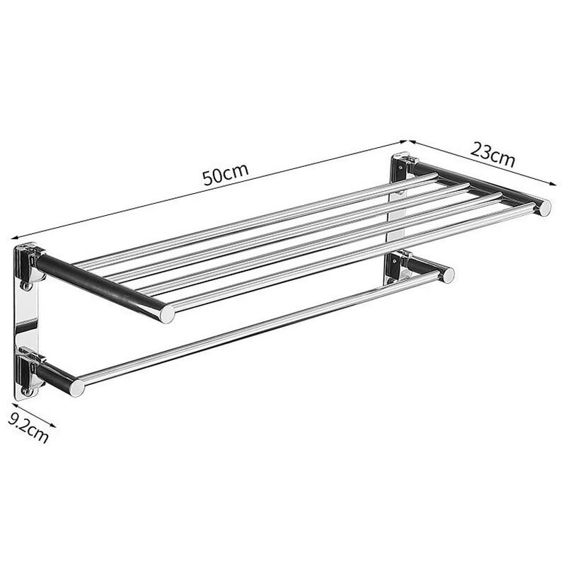 cmaos 304 Stainless Steel Folding Towel Rack with Shelf