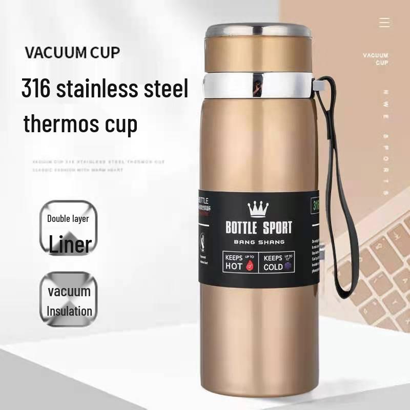 Large Capacity Insulated Stainless Steel Water Bottle with Portable Lanyard