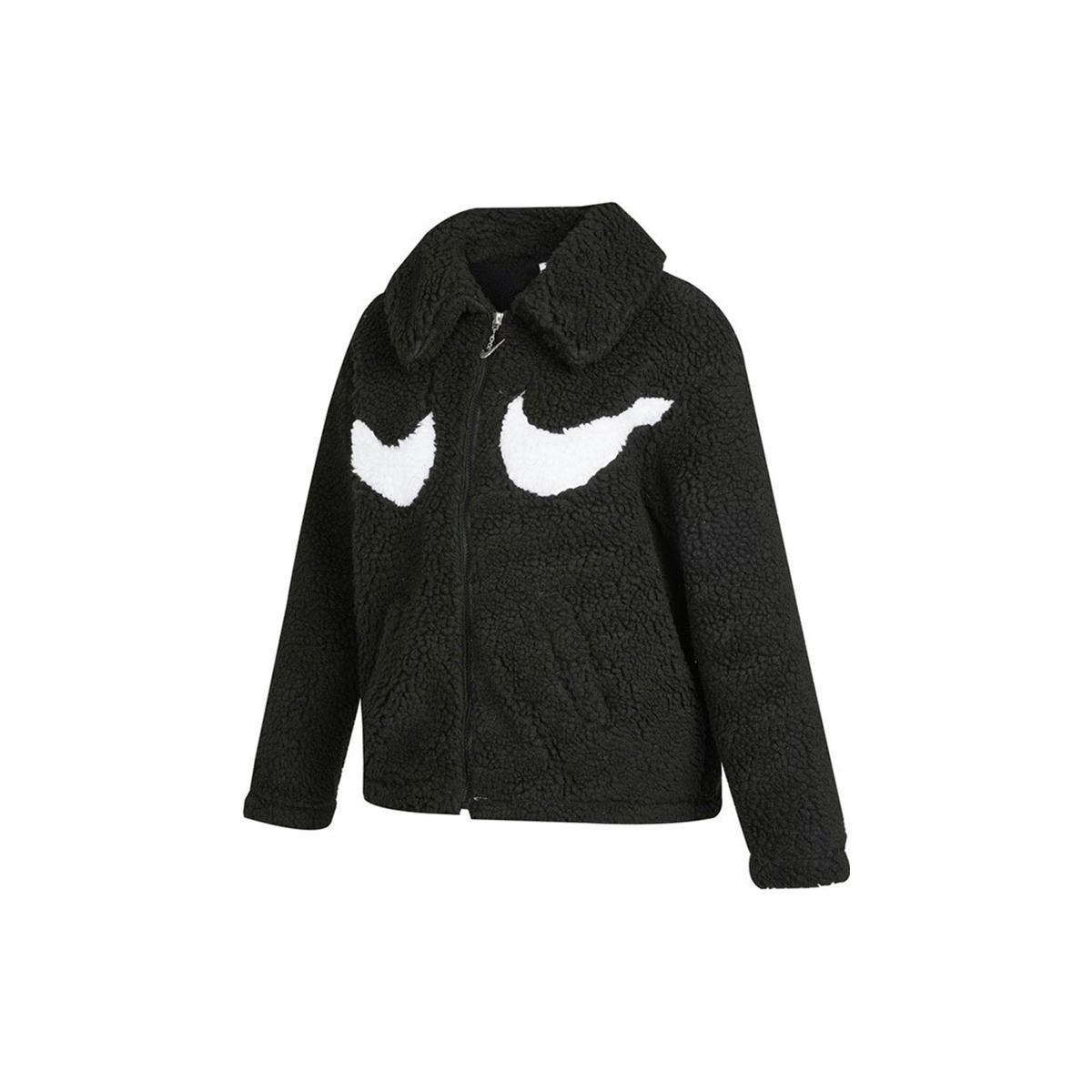 (WMNS) Nike Logo Printing Solid Color Athleisure Casual Sports Lamb s Wool Black Jacket Women s DD5621-010 L