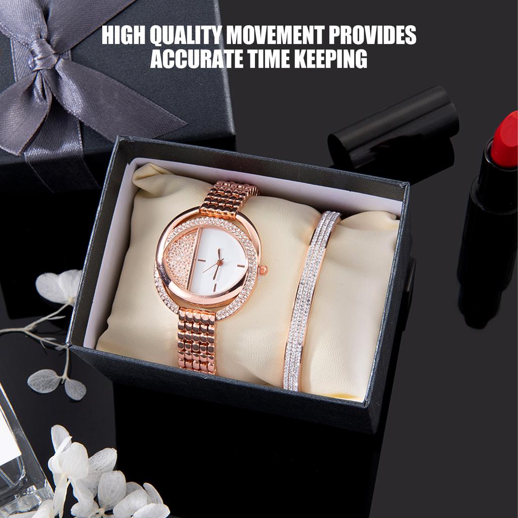 Women Jewelry Set Quartz Movement Watch   Steel Bracelet Jewelry Set Anniversary Gift