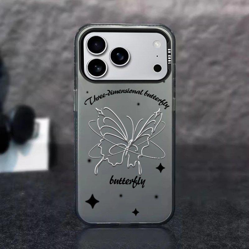 

Silver Edge Butterfly Hard Shell Case for Apple iPhone 14/15 Pro Max, 17 Pro, 16, XS/X. Available in 11 Colors, Drop-Proof Design. iPhone 12 Pro Max