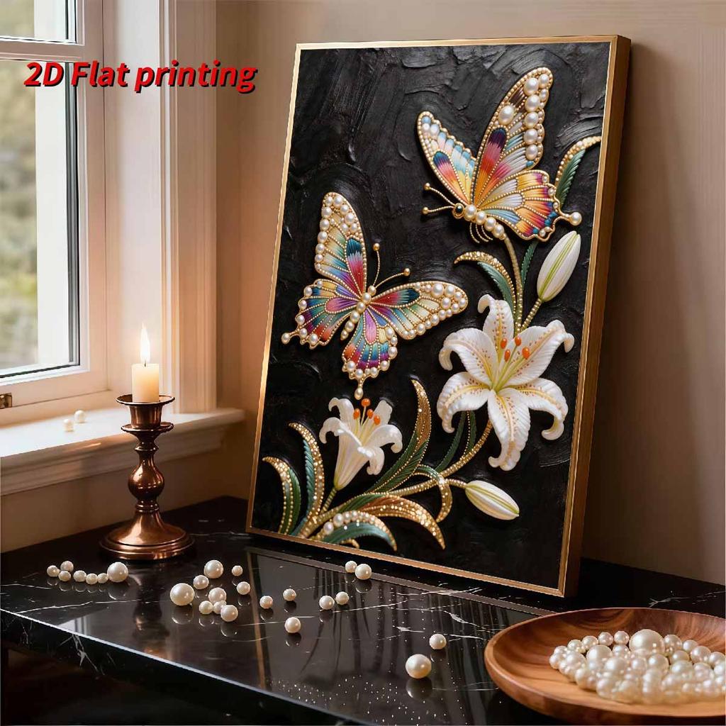 Pearl DIY Butterfly and Flower Art Kits 15.7x19.6inch Gem Art Pearl Painting Kits Without Frame for Adults Gift Idea Home Wall Decor