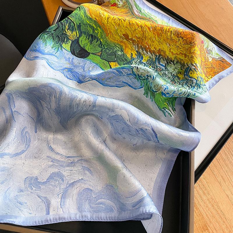 2025 Fashion 100% Real Pure Silk Headscarf Square Satin Scarf For Women Shawl Foulard Hijab Neckerchief Wrap Bandana headbands