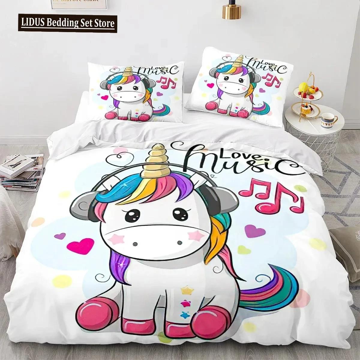 

Підодіяльник Єдиноріг Король Королева Милий білий набір постільної білизни з мультяшними тваринами Діти Хлопчики Дівчата Вестерн Казка Поліестер Підодіяльник 70x133cm 3pcs