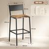 Set of 2 Bar Stools with Backrest and Integrated Footrest In Industrial Style, Rustic Brown