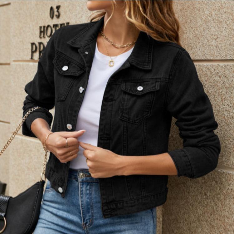 Klassische Damen-Jeansjacke Lässig Reverskragen Langarm Knopfleiste Jean Jacke Mehrfarbige Optionen