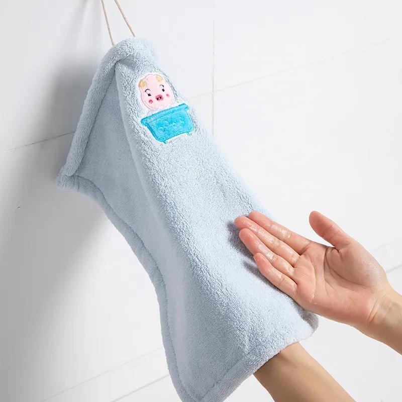 Kitchen Towel Quick-drying Handkerchief Hanging Type Absorbent Square Cute Children Hand Towel Small Towel Coral Fleece