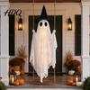 Gruseliger LED-Geist für den Garten Leuchtende Halloween-Hängeschaukel mit Hexenhut, Fernbedienung Einstellbar Langlebige Stoffdekoration Helligkeit, Fliegend