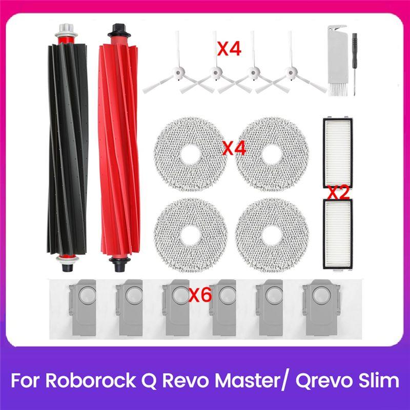 

AEE4-Replacement Kit For Roborock Q Revo Master, Qrevo Slim Robot Vacuum Main Side Brush Mop Cloth HEPA Filter Dust Bag