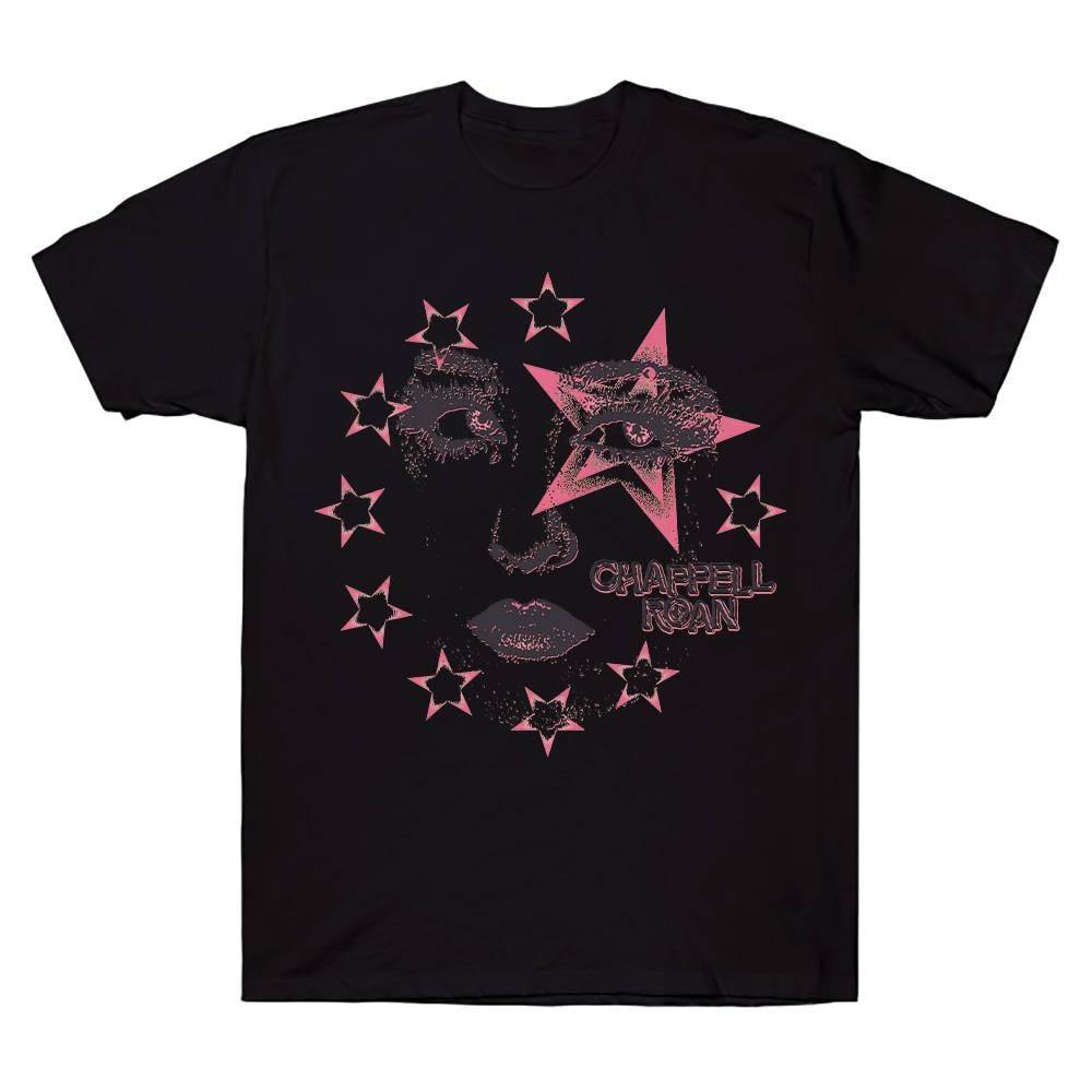 Star Face T-Shirt Chappell Roan Aesthetic Art Print Short Sleeved Clothes Summer New Unisex Cotton T Shirt Comfort Tee