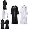Women's Priest Robe With Stand Collar Roman Cassock Belt Street Style White/black Xs-5xl