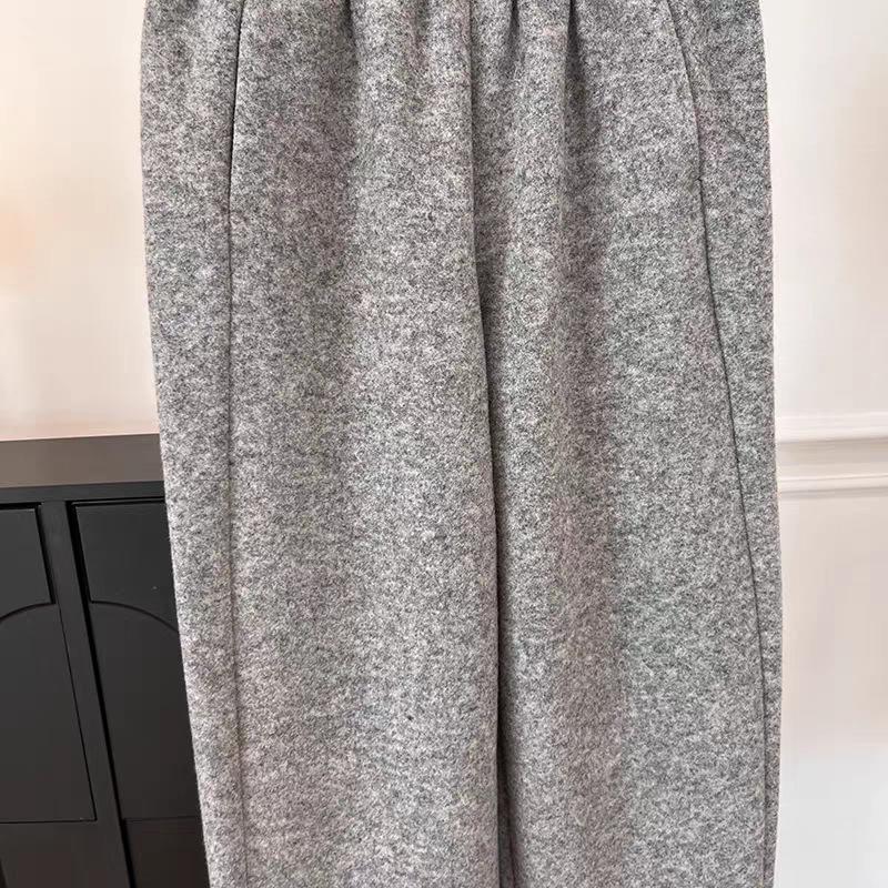Machu Pants: Women's Thickened Brushed Wool Casual Harem Pants, Nine-Point Petite Winter Trousers