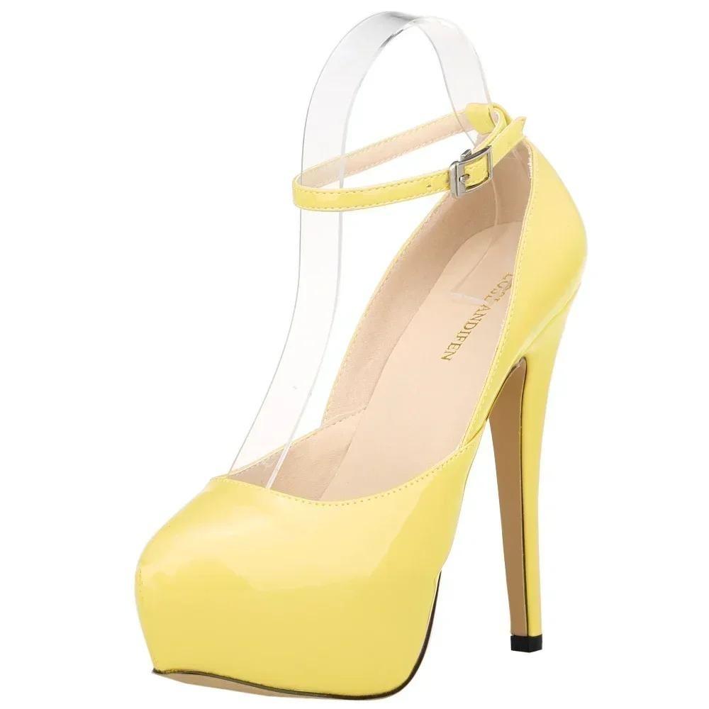 Women Sandals Pumps Sexy 14cm Extremely Thin High Heels Platform Peep Toe Stiletto Patent Leather Party Nighclub Wedding Shoes