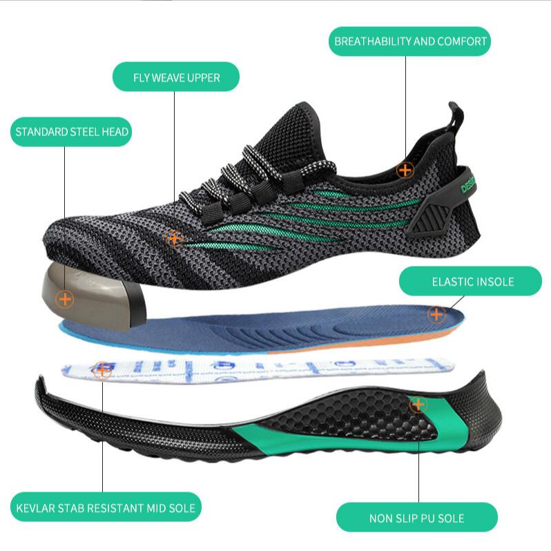 Men Work Safety Shoes Anti-puncture Protective Shoes Men Indestructible Work Shoes Men Boots Lightweight Breathable Safety Boots
