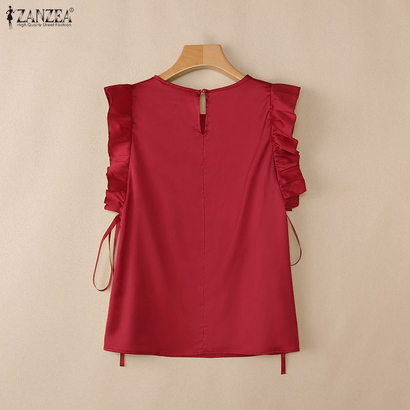 ZANZEA Canotte senza maniche casual da donna con scollo tondo tinta unita