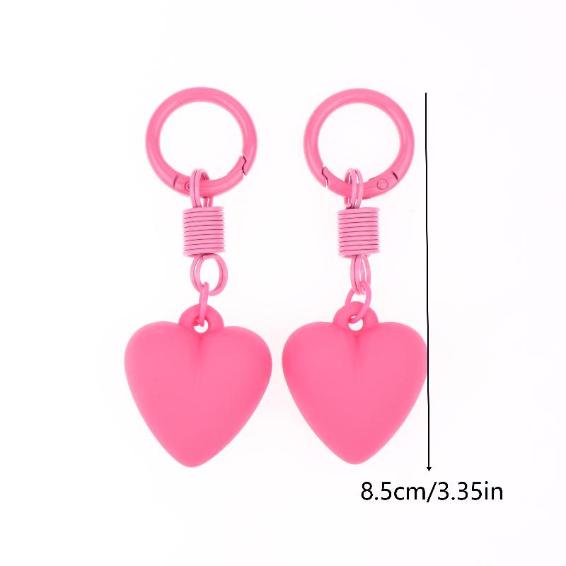 2Pcs Cute Candy Color Heart Keychain Korean Simple Love Keyring Bag Pendant Hanging Decoration Car Key Holder Couple Gifts