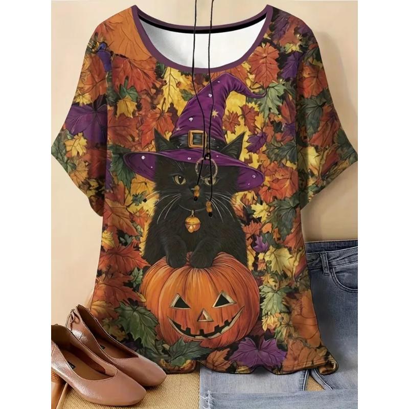 Fashion Women's Crew Neck Short Sleeve 3D Casual Color Printing Casual Short Sleeve Crew Neck T-Shirt