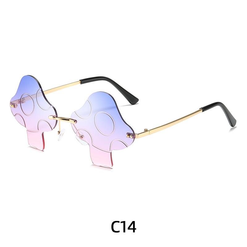 

Novel Irregular Mushroom Shape Sunglasses Retro Trendy Fun Rimless Sun Glasses for Women Men Halloween Decorations Party Favor