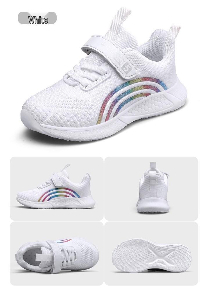 Girls' Breathable Non-slip Mesh Running Shoes for Ages 6-12 - Lightweight Sports Footwear for Spring & Autumn