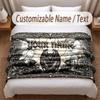 Skull Gothic Theme Soft Blanket Personalized Custom Name Text Print Warm Blanket Home Sofa Bedroom Decor