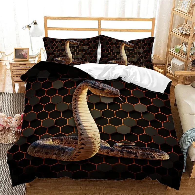 Snake Soft Duvet Cover Romantic Red Rose Floral Beding Set Microfiber Wild Animal Warm Comforter Cover Single King Quen For Children Kids Adult People