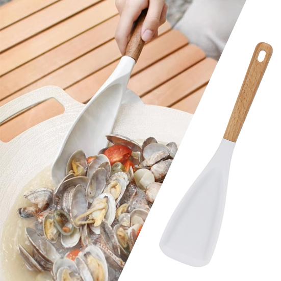 Silicone Spatula with Wood Handle Heat Resistant Multifunction Spatula Non Stick Kitchen Utensil for Cooking Mixing Baking