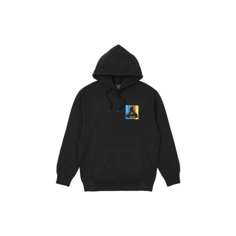 PALACE SS22 Tri-Emb Hood Pullover Rainbow Stripe Geometric Logo Print Hoodie Men Black P22HD103