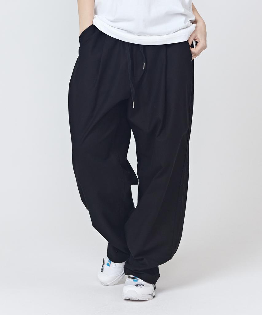 CARGOBROS FOR WOMAN Cotton Linen Pleated Wide Pants (Black)
