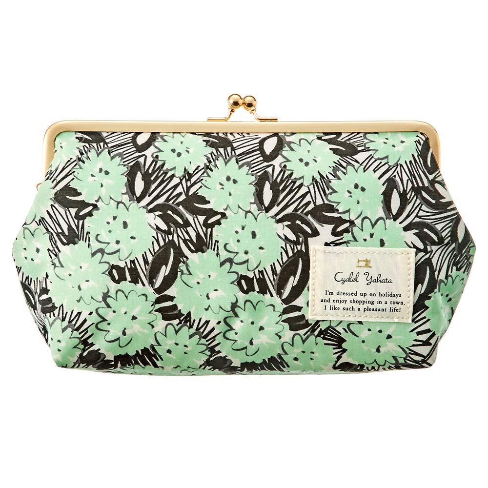 Cyalel Yahata Botanical Flower Purse Large Travel Pouch Cosmetic Pouch Makeup Pouch Adult Cute Stylish Travel Made In Japan Lion Flower Green 6-inch