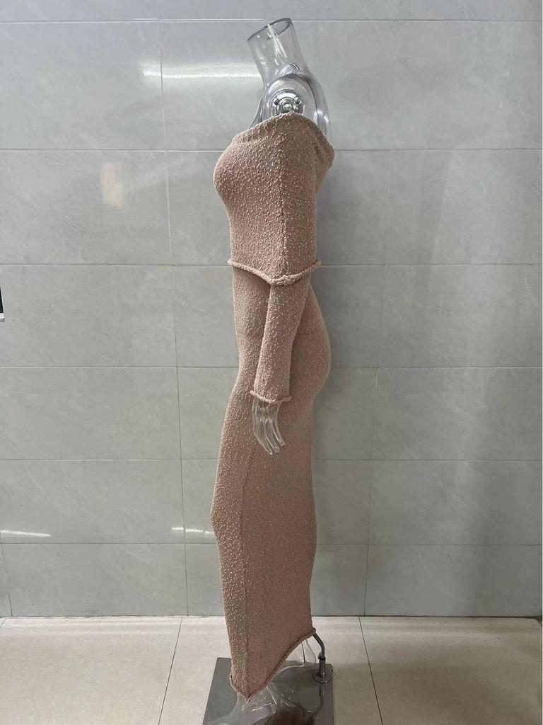 2025 European & American Long Sleeve Off-the-Shoulder Beach Dress