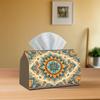 2D Flat, 1pc 2Dflat Mandala Style Bohemian Ethnic Daily Use Tissue Box, Polyester Material