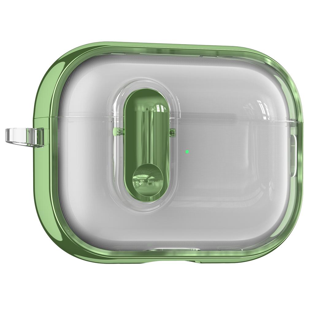 For Apple AirPods Pro / Pro 2 Case Clear Electroplated TPU PC Earbuds Cover with Lock Clasp / Carabiner