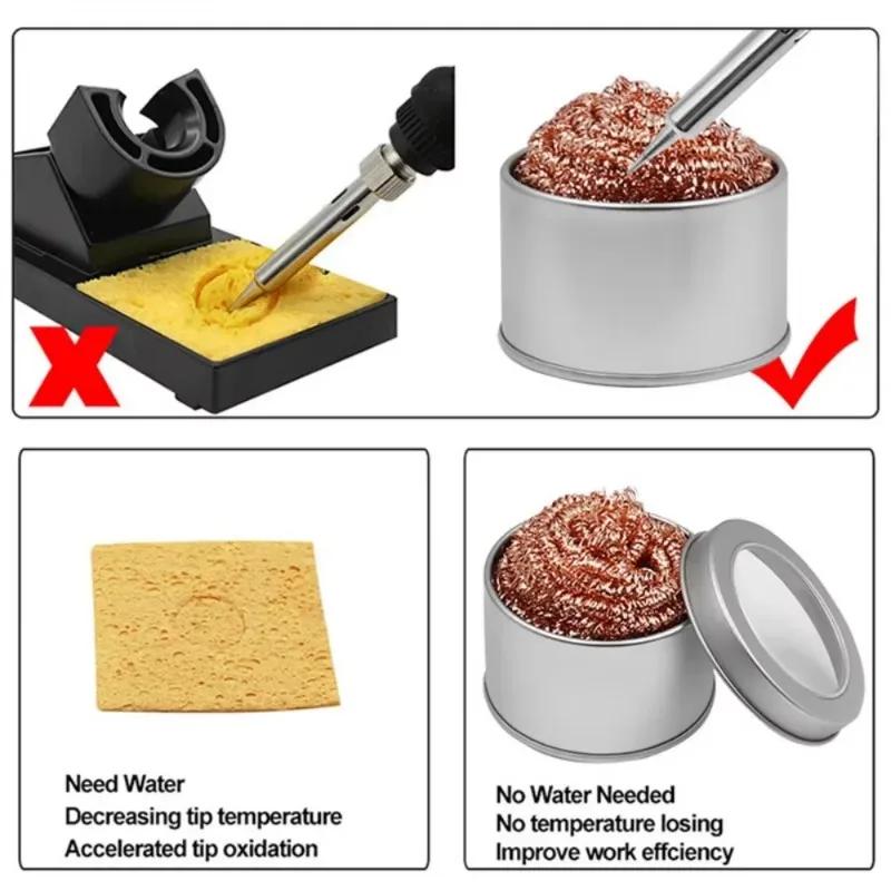 3/1PC Soldering Iron Tip Cleaner Welding Iron Tip Cleaning Copper Wire Clean Ball No Water Needed Soldering Head Tin Remove Tool