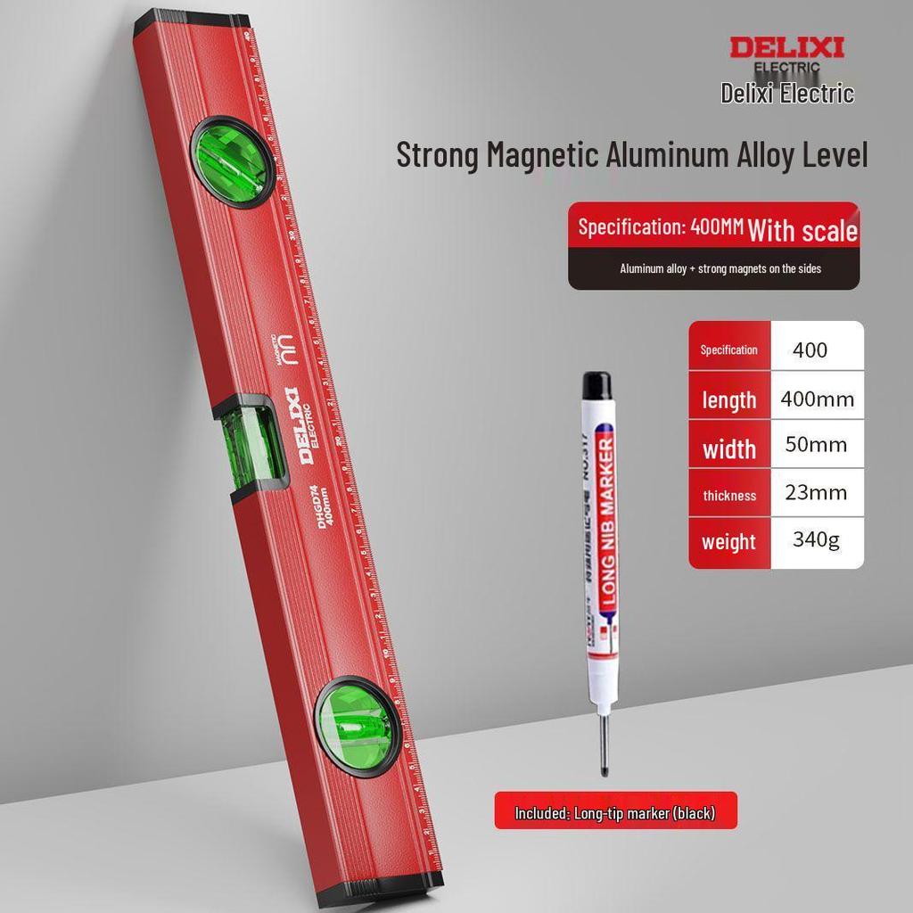 Mini poziomica magnetyczna o wysokiej precyzji, stop aluminium, krawędź prosta