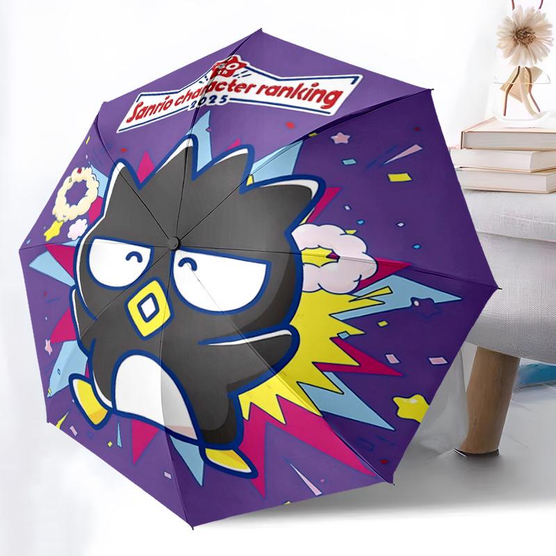 1pc Badtz-Maru Automatic Folding Umbrella: Portable 3-Fold Design with 8-Bone Iron Frame - Perfect for Outdoor Use, Festive Gifts, Travel, Daily Use,