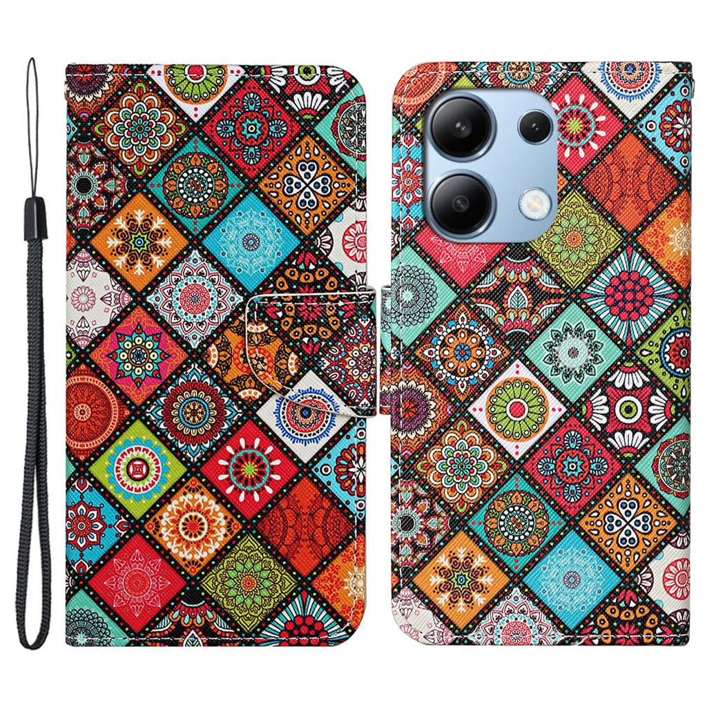 Für Xiaomi Redmi Note 13 4G Hülle PU Leder Ständer Brieftasche Handyhülle Musterdruck