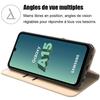 Case for Samsung Galaxy A15 4G-5G - Shockproof Protection In Golden PU Leather with Card Slots + 2 Tempered Glasses