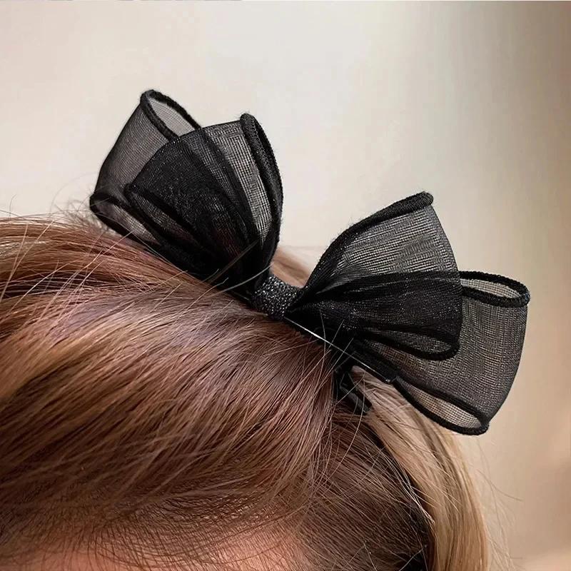 Korean Fashion Big Bow Hairpins Lace Flower Fabric Elastic Hair Bands Elegant Hair Clips for Women Girls Hair Accessories