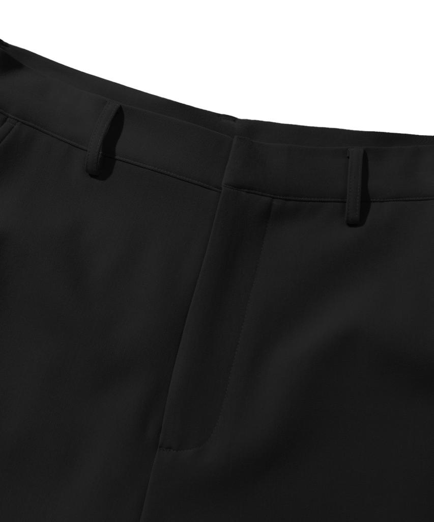 TRILLION Side Pleat Snap Button Wide Slacks (Black)